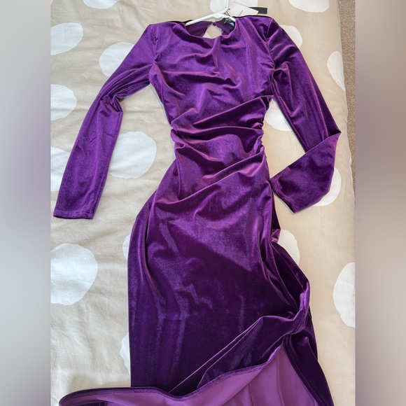 bershka purple dress Bershka Frill Detail Tie Back Mini Dress in Purple